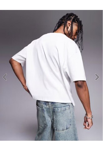 ASOS DESIGN boxy oversized t-shirt with city graphic in white.