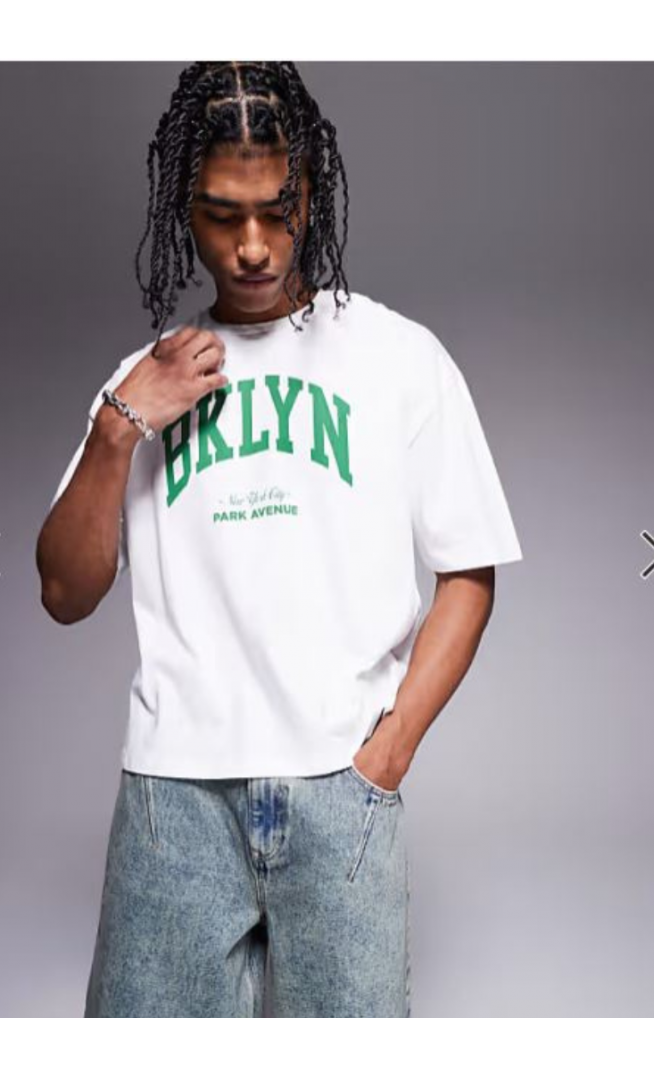 ASOS DESIGN boxy oversized t-shirt with city graphic in white.