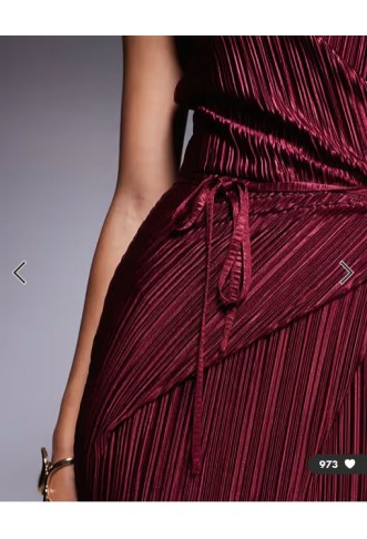 ASOS DESIGN plisse sleeveless wrap tie front maxi dress in wine