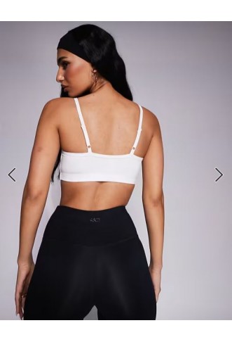 4505 Icon soft touch light support sports bra with adjustable straps in white