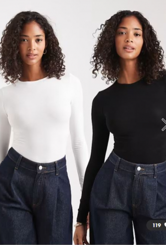 Miss Selfridge 2 pack long sleeve crew neck bodysuit