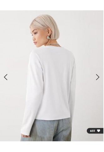 Noisy May regular fit long sleeve t-shirt in white