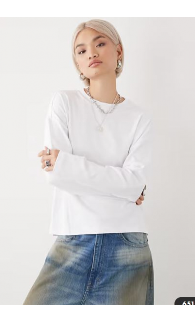 Noisy May regular fit long sleeve t-shirt in white