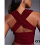 ASOS DESIGN slinky ruched bust halter top in burgundy