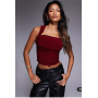 ASOS DESIGN slinky ruched bust halter top in burgundy