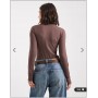 ASOS DESIGN polyamide slinky long sleeve bodysuit in brown