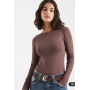 ASOS DESIGN polyamide slinky long sleeve bodysuit in brown