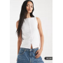 New Look boat neck button through tank top in white