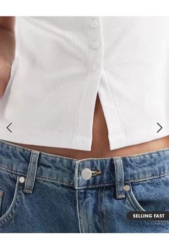 New Look boat neck button through tank top in white