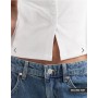 New Look boat neck button through tank top in white