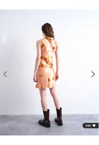 Topshop grown one shoulder ruched waist mini dress in print