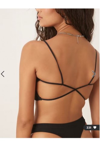 ASOS DESIGN ribbed cross back crop in black