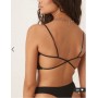 ASOS DESIGN ribbed cross back crop in black
