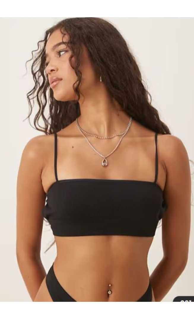 ASOS DESIGN ribbed cross back crop in black