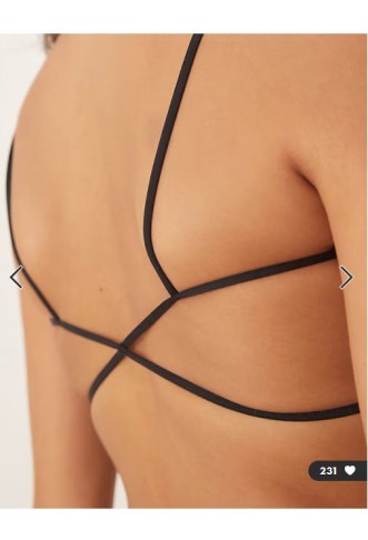 ASOS DESIGN ribbed cross back crop in black