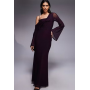 ASOS DESIGN mesh folded neckline midi dress with fallen shoulder in plum
