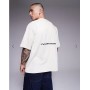 Courtside motif detail oversized 250 gsm t-shirt in cream