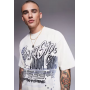 Courtside motif detail oversized 250 gsm t-shirt in cream
