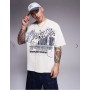 Courtside motif detail oversized 250 gsm t-shirt in cream