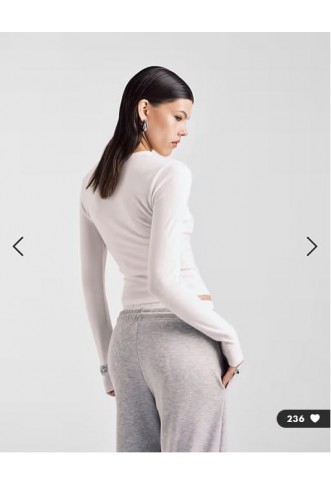 ASOS DESIGN soft long sleeve shrunken tee in cream
