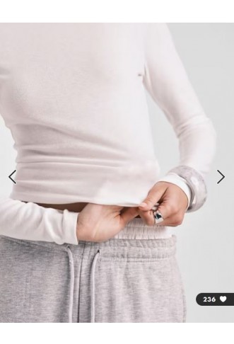 ASOS DESIGN soft long sleeve shrunken tee in cream