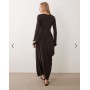 ASOS DESIGN long sleeve draped skirt midi dress in chocolate