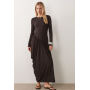 ASOS DESIGN long sleeve draped skirt midi dress in chocolate