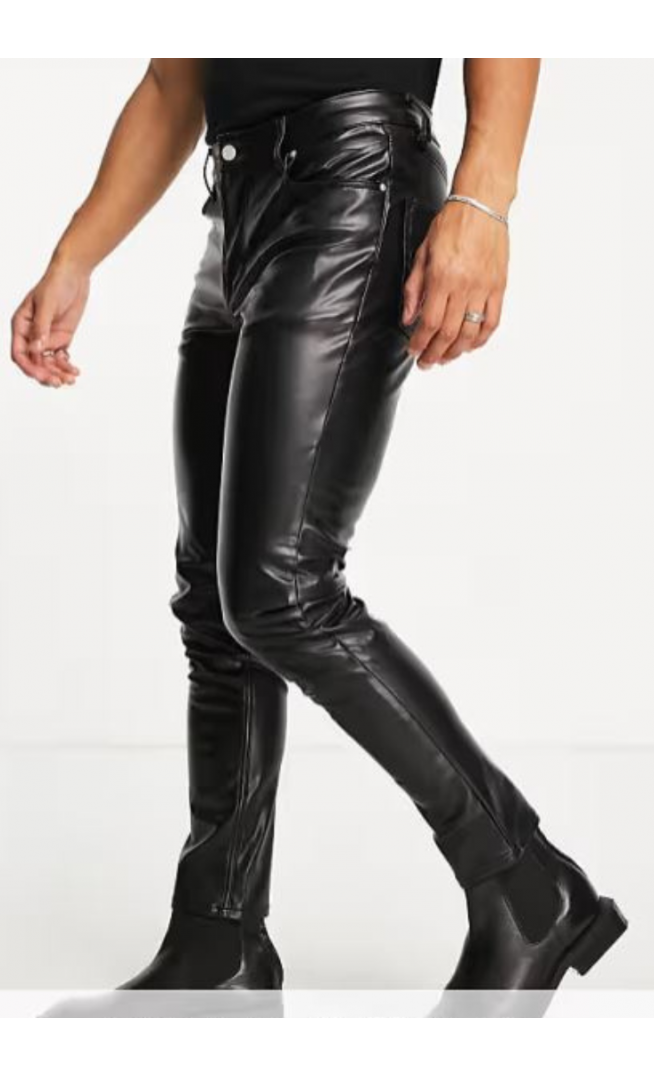 ASOS DESIGN skinny jean in black leather look