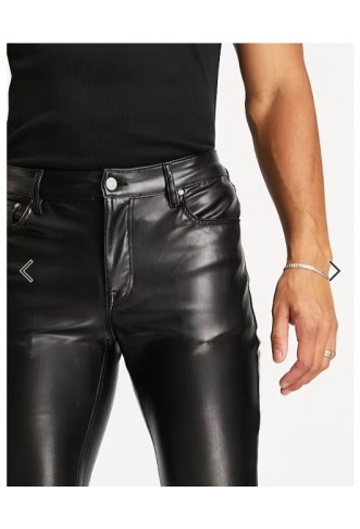 ASOS DESIGN skinny jean in black leather look