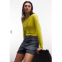 COLLUSION off-shoulder top with cinch waist in green