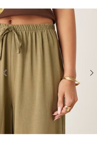 ASOS DESIGN linen blend pull on trouser in khaki
