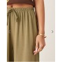 ASOS DESIGN linen blend pull on trouser in khaki