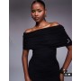 ASOS DESIGN off the shoulder mini dress with ruched side in black -