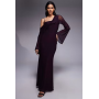 ASOS DESIGN mesh folded neckline midi dress with fallen shoulder in plum