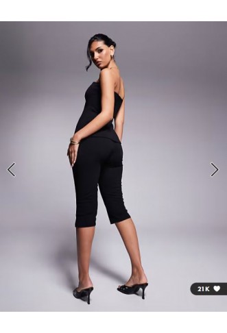 ASOS DESIGN co-ord capri trousers with side split in black