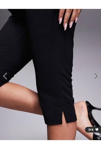 ASOS DESIGN co-ord capri trousers with side split in black