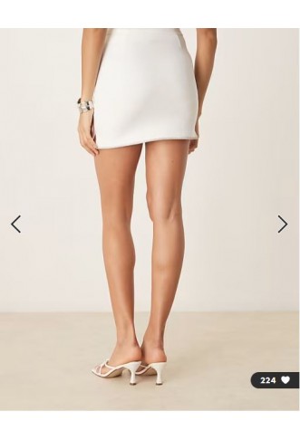 ASOS DESIGN co-ord ponte mini skirt with diamante trim in white