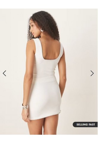 ASOS DESIGN co-ord ponte vest top with diamante trim in white