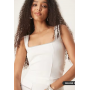 ASOS DESIGN co-ord ponte vest top with diamante trim in white