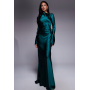 Women's Blue Satin Maxi Dress With exaggerated Bow Back
