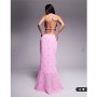 Murci exclusive halterneck deep plunge ruffle high low hem maxi dress in pink polka dot