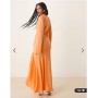 ASOS DESIGN washed satin cowl neck maxi dress with lace details in orange