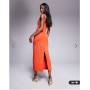 ASOS DESIGN sweetheart neckline pencil midi dress with flower chain embellishment in orange in scuba-style fabric