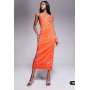 ASOS DESIGN sweetheart neckline pencil midi dress with flower chain embellishment in orange in scuba-style fabric