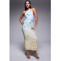 ASOS DESIGN ultimate embellished crochet maxi dress with 3d flowers in blue and lemon ombre