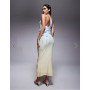 ASOS DESIGN ultimate embellished crochet maxi dress with 3d flowers in blue and lemon ombre