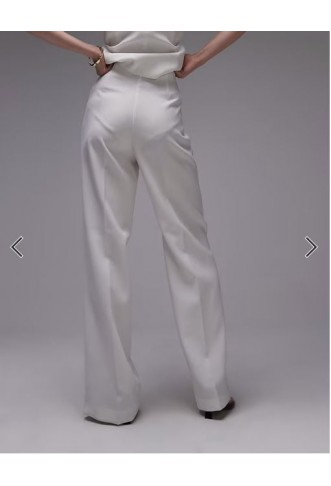 Mango elasticated waist zip side tailored trouser co-ord in white