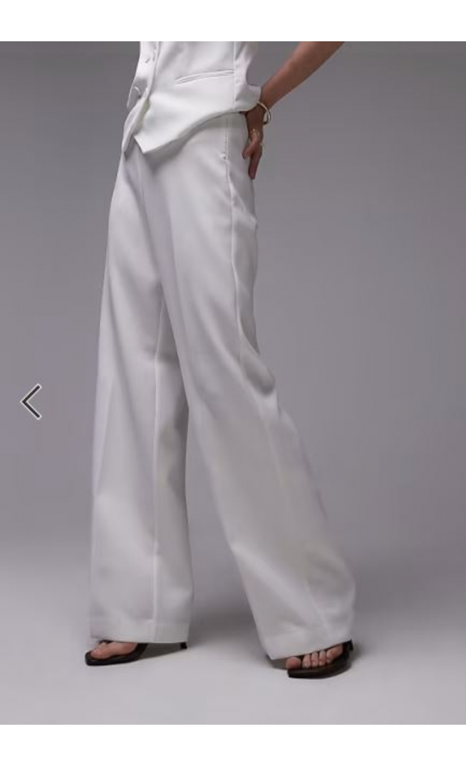 Mango elasticated waist zip side tailored trouser co-ord in white