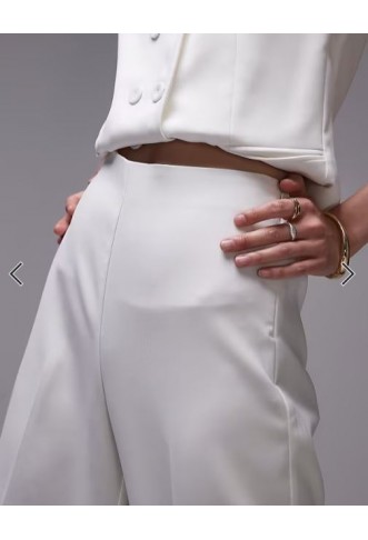 Mango elasticated waist zip side tailored trouser co-ord in white