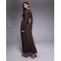 ASOS DESIGN slash neck under bust seam drape midi dress in chocolate